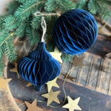 Honeycomb Baubles in Navy Blue