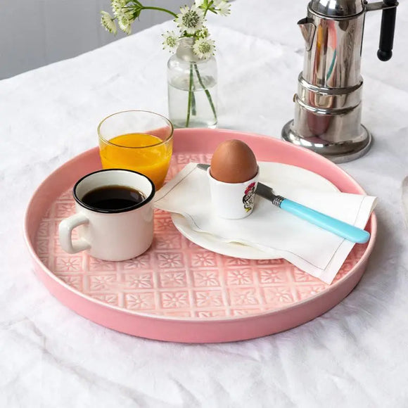 Round Enamel Tray in Mid Pink – Camperdown Lane