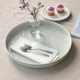 Round Enamel Tray in Pale Grey