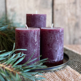Rustic Pillar Candles in Rouge