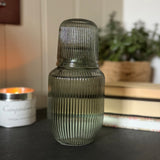 Water Set – ribbed glass carafe and matching glass, available in olive, mulberry and caramel colourways