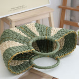 Tropical Escape Woven Beach Bag with Gold Accents