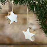 White Glazed Wooden Star
