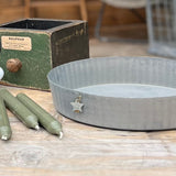 Grooved Round Zinc Tray With Star