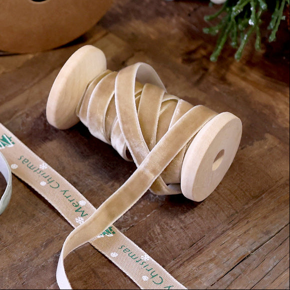 5m Spool Velvet Ribbon - Antique Cream