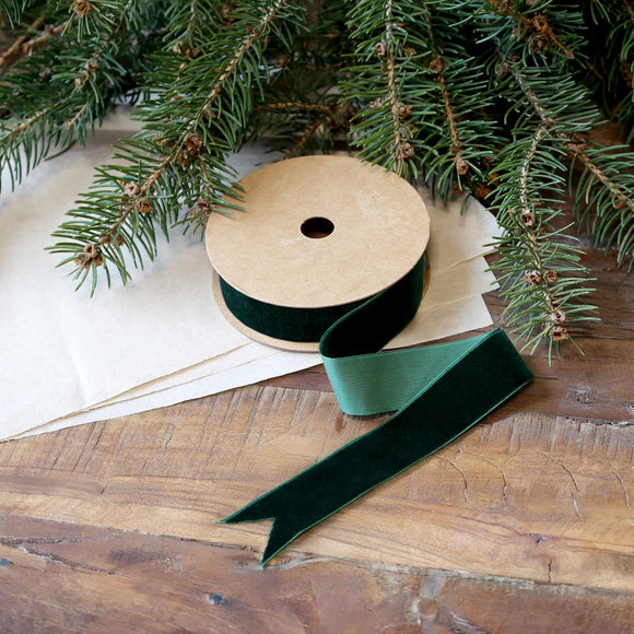 5m x 2.5 cm Spool Velvet Ribbon - Emerald