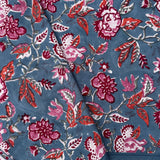 Cotton Hand Block Printed Tablecloth in Bold Blue and Red