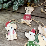 Set of 12 Wooden Christmas Dogs