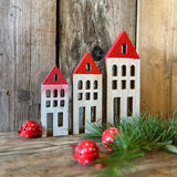 Wooden House with Red Roof