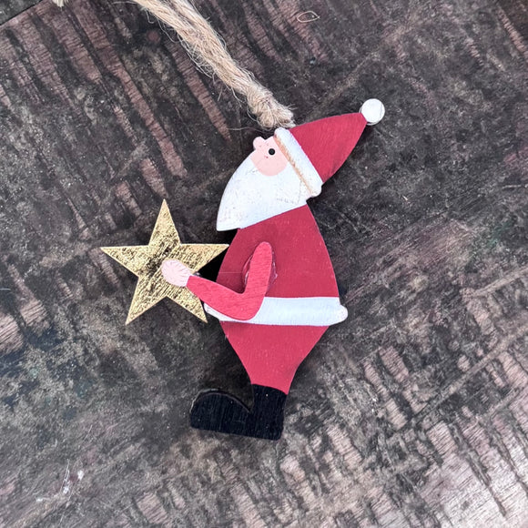 Wooden Santa with Star