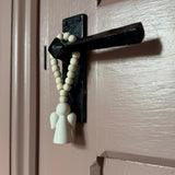White Ceramic Angel with Beads