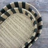Woven Green Stripe Trays