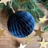 Honeycomb Baubles in Navy Blue