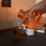 Water Set – ribbed glass carafe and matching glass, available in olive, mulberry and caramel colourways