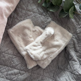 Faux Fur Fingerless Mittens - Cream