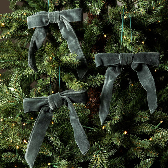 Velvet Bow Decoration in Green