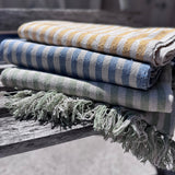 Natural and Blue Striped Throw