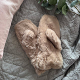 Faux Fur Mittens - Beige