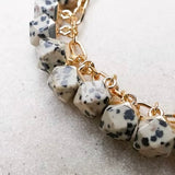 Dalmatian Jasper nugget bracelet on gold-plated chain