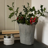 Zinc Ribbed Planters with Handles