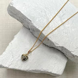 Dalmatian Jasper heart pendant necklace on gold-plated chain