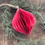 Honeycomb Decoration in Red & Gold Stars