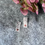 Silver Rectangle Earrings with Layered Copper Star