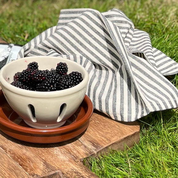 Black & Natural Stripe Cotton Teatowel