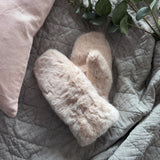 Faux Fur Mittens - Nude