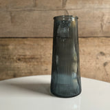 Blue Glass Ribbed Vase