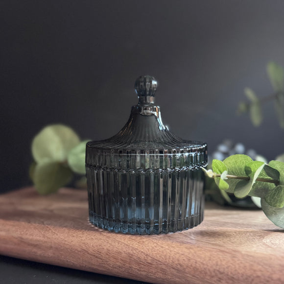 Blue Glass Jar with Lid