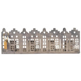 Zinc Street of Houses Candle Holder