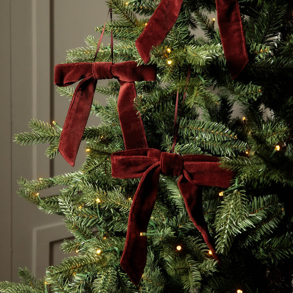 Velvet Bow Decoration in Berry