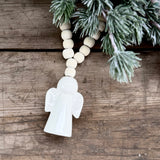 White Ceramic Angel with Beads