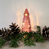 Small tree-shaped LED light in red glass