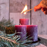 Rustic Pillar Candles in Rouge