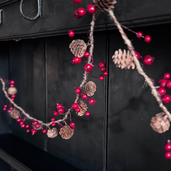 Pine Cone and Red Berry Garland