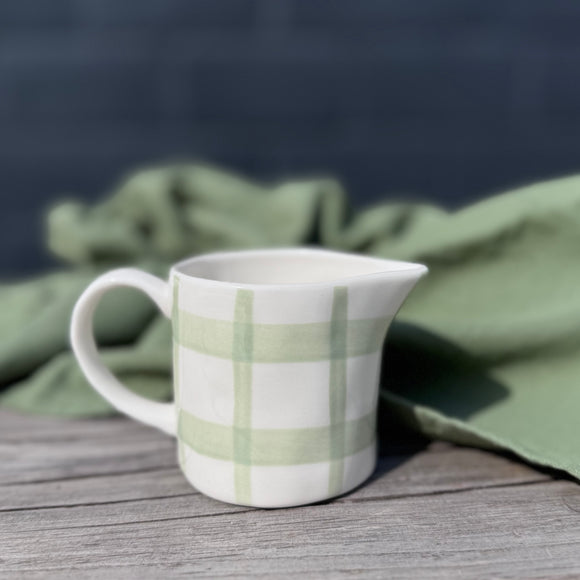 Mini Green Checked Stoneware Jug
