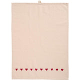 Cotton Teatowel with Red Hearts