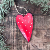 Red & White Tin Heart Decorations