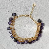 Amethyst nugget bracelet on gold-plated chain