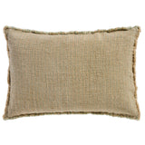 Natural Linen Cushion with Thin Green Stripes