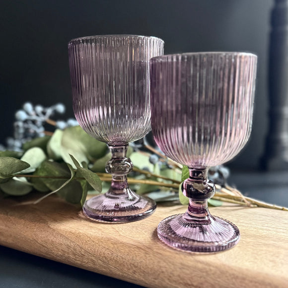 Ridged Red Wine Glass - Plum