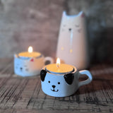 White Ceramic Dog Tealight Holder