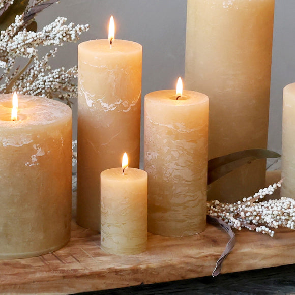 Rustic Pillar Candles in Honey