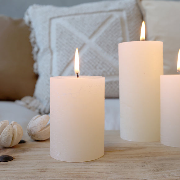 Rustic Pillar Candles in Cream