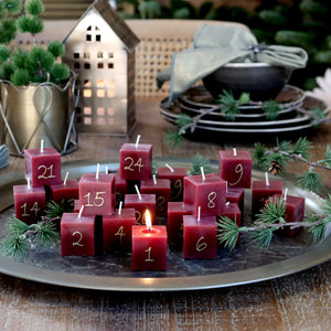 Set of Cube Advent Candles in Rouge