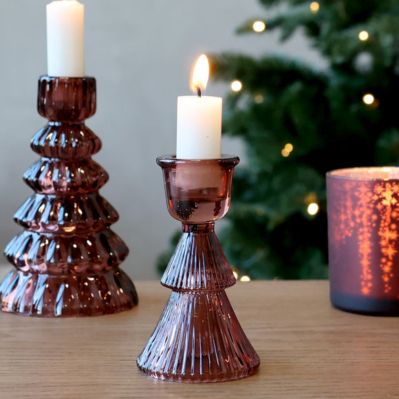 Pressed Glass Candlestick - Cherry