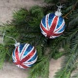 Sparkling glass Union Jack bauble, additional view