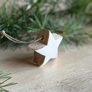 White Glazed Wooden Star